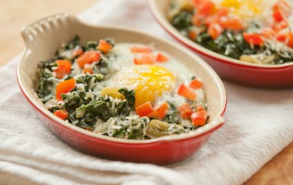 Baked Eggs with Swiss Chard Baked Eggs with Swiss Chard