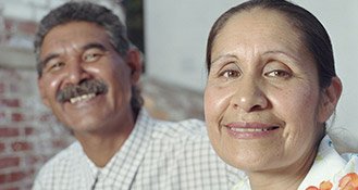 Couple smiling at the camera