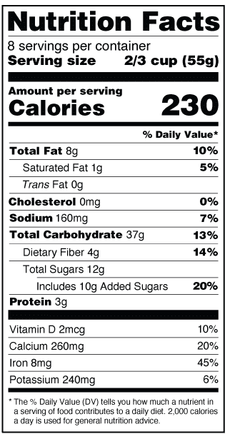 FDA Nutrition Facts Label Example