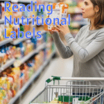 reading nutritional labels while grocery shopping